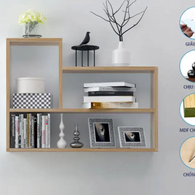 Combo 2 Kệ Gỗ Trang Trí Treo Tường Chữ L và Chữ U Juno Sofa CTKT812 90cm x 62cm x 15cm