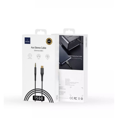 Jack Chuyển Wiwu AUX Stereo Cable 3.5mm To USB- C YP03 Chất Liệu Hợp Kim Nhôm Chất Lượng Cao, Bền Bỉ - Hàng Chính Hãng