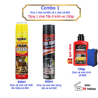 Combo 3 sản phẩm chăm sóc xe hơi Herios CB-01CC 1450ml