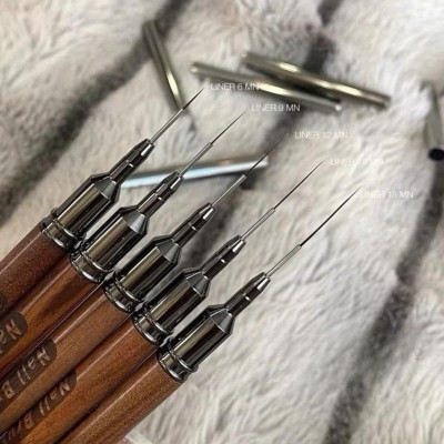 Cọ Nét Cán Gỗ Cao Cấp Nail Brush Làm Nail Kẻ Nét Siêu Mảnh Lông Mềm Đủ Size 6mm, 9mm, 12mm Vẽ Móng Liner Nghệ Thuật Nữ Women