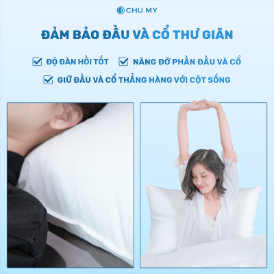Ruột gối khách sạn bông 3D CHU MY chuyên dùng cho khách sạn 2-3 sao, nâng đỡ vai gáy hoàn hảo