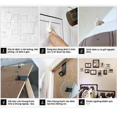 Bộ Khung Ảnh Treo Tường Nail Chân Cực Đẹp, Trang Trí Tiệm Sơn Móng Tay, Móng Chân Tặng Kèm bộ ảnh như hình mẫu, đinh treo tranh và sơ đồ treo PGC305