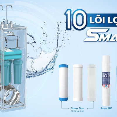 Máy lọc nước nóng nguội 10 lõi lọc Smax Karofi KAH-D10 - Hàng chính hãng