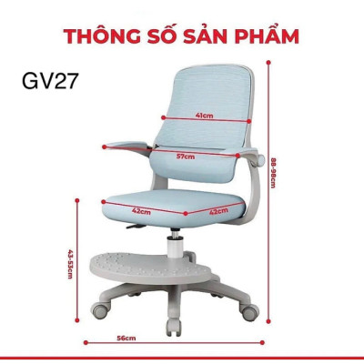 Ghế học sinh chống gù đa năng Tundo nâng hạ chiều cao tay gạt CT GV27 có khóa bánh trọng lực, xoay 360 độ