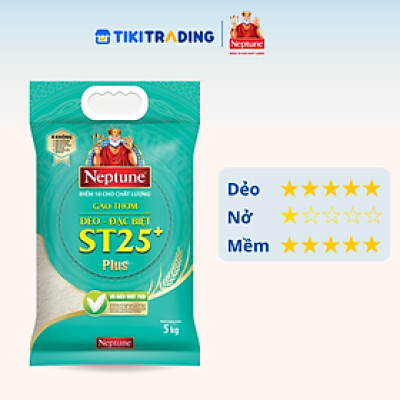Gạo Thơm Dẻo - Đặc Biệt ST25 Plus Neptune 5kg