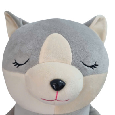 Gối ôm con cáo xám, mèo xám nhắm mắt siêu mềm đáng yêu (65cm) vải miniso mềm mịn êm ái hàng cao cấp