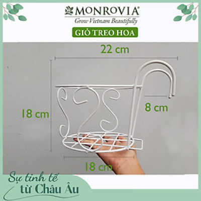  Combo 3 Giỏ treo chậu hoa ban công MONROVIA, giỏ sắt treo chậu hoa ban công, chậu treo ban công, kệ treo ban công, móc treo, khung thép, sơn tĩnh điện chính hãng thương hiệu MONROVIA  - Màu Trắng