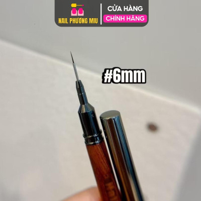 Cọ Nét Cán Gỗ Cao Cấp Nail Brush Làm Nail Kẻ Nét Siêu Mảnh Lông Mềm Đủ Size 6mm, 9mm, 12mm Vẽ Móng Liner Nghệ Thuật Nữ Women