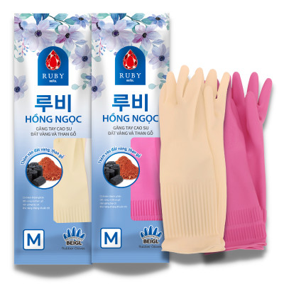 [Mua 3 Tặng 2] Bộ 3 Đôi Găng Tay Cao Su Ruby Hồng Ngọc 37cm