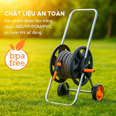 Bộ vòi nước tưới cây rửa xe đa năng Lebenlang LBLB3365 dây dài 30m, 1 đầu tưới, thiết kế xe đẩy - hàng chính hãng