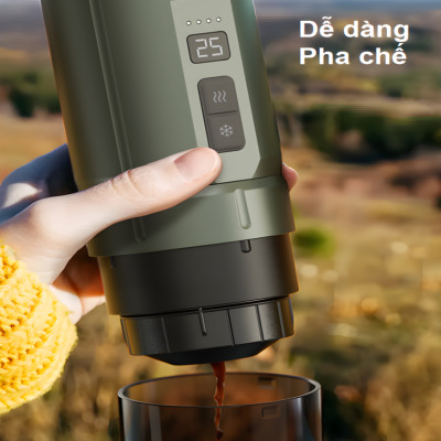 Máy pha cà phê dùng pin cầm tay Espresso 3 trong 1 HiBREW Thương hiệu Mỹ H4C - Pha nóng lạnh - HÀNG NHẬP KHẨU (BẢO HÀNH 12 THÁNG)