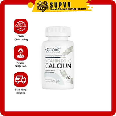 Viên Uống Bổ Sung OstroVit Vitamin D3 K2 Kèm Canxi Hỗ Trợ Xương Khớp - Lọ 90 Viên