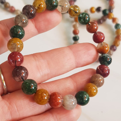 Vòng tay phong thuỷ may mắn đá Thạch anh Ưu linh đa sắc Size hạt 8mm đá Ưu linh đẹp sang trọng của đá thạch anh tự nhiên đa sắc giúp xua tan mệt mỏi, đem đến năng lượng tích cực may mắn tài lộc cho gia chủ ,tăng sự quyến rũ sang trọng cho phái đẹp ạ