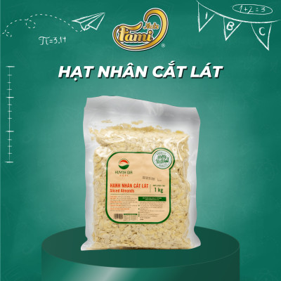 Hạnh nhân tươi cắt lát FAMINUTS bịch 1kg làm bánh, nấu chè khúc bạch