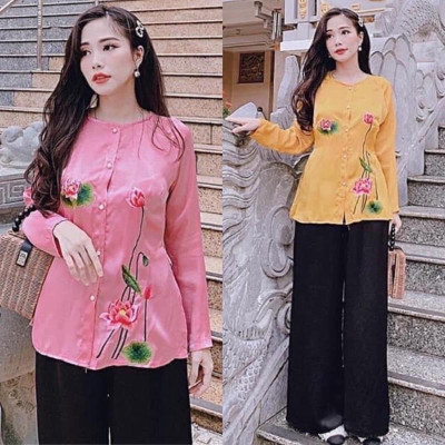 Đồ Lam Đi Chùa #Thêu Hoa Lụa Pháp Cao Cấp # Quần Áo Nữ # Đồ Bộ Nữ