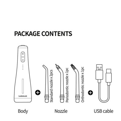 Máy tăm nước không dây LocknLock ENR154WHT 250ml, Hàng chính hãng, 4 chế độ, dung lượng pin 2000mAh - JoyMall