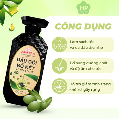 Dầu Gội Và Dầu Xả Phục Hồi Tóc Suôn Mượt Avatar Bồ Kết Lô Hội Và Olive 600mL