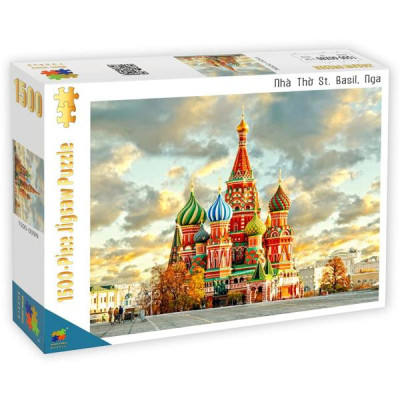 Bộ Tranh Ghép Hình Minh Châu - 60 x 80 cm (1500 Mảnh Ghép) - Nhà Thờ St. Basil Nga