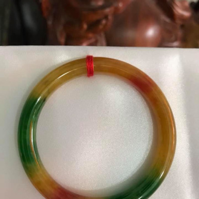 VÒNG CẨM THẠCH 3 MÀU VÀNG XANH ĐỎ ĐẬM Size 50MM x Dầy 7,2mm NỮ 45KG-54KG