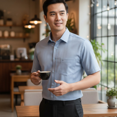 Áo sơ mi nam tay ngắn Khatoco(S-5XL)