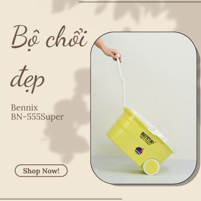 Bộ lau nhà 360 Bennix cán inox: BN-555SUPER Hàng chính hãng