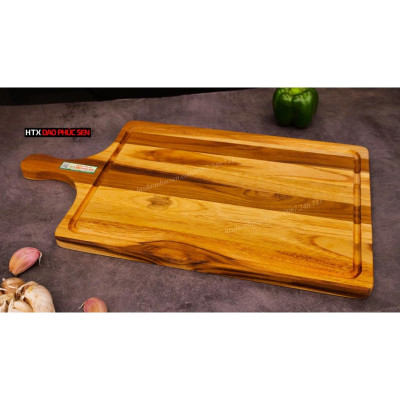Thớt Gỗ Teak Cao Cấp - Cắt Thái, Trang Trí - 45x25x1,4cm - CNTC05 | HTX DAO PHÚC SEN