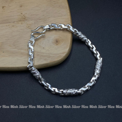 Lắc Tay Nam Bạc Ta Hình Rồng BẠC HIỂU MINH LTN049