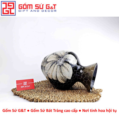 Lọ hoa Mosaic miệng loe khắc hoa loa kèn