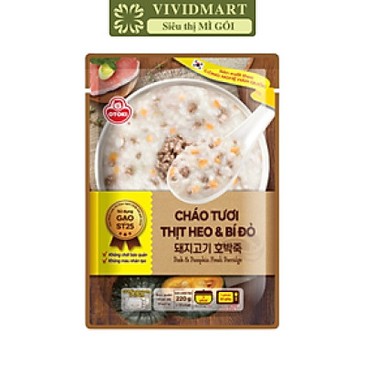 OTOKI - Cháo tươi Ottogi hương vị Thịt heo & bí đỏ, Cháo tươi thịt heo bí đỏ Hàn Quốc Otoki (220g/gói)