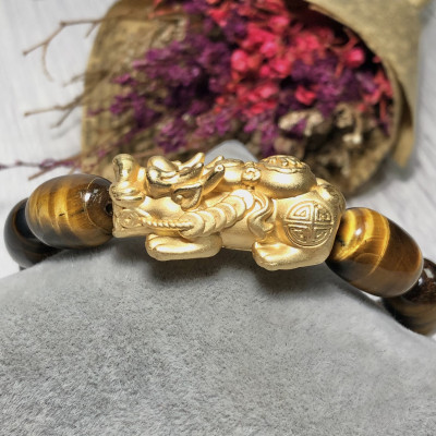 Vòng Thạch Anh Mắt Hổ hạt trụ mix tỳ hưu