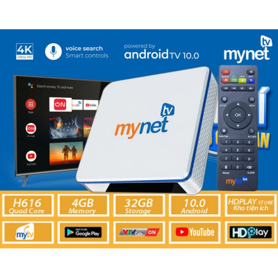 Android MyTV Net 4H Ram 4GB Rom 32GB New 2022 - Tích hợp điều khiển giọng nói, Android 10.0 cấu hình mạnh mẽ - Hàng chính hãng
