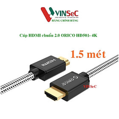 Cáp HDMI ORICO HD501-15-BK - chuẩn 2.0 4K/60Hz (dây dù) 1.5 mét- Hàng Chính Hãng
