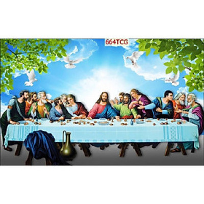 (HCM)Tranh dán tường 3d thiên chúa giáo trang trí phòng thờ có sẵn keo (có in theo yêu cầu)