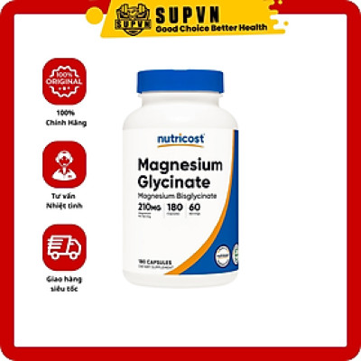 Magnesium Glycinate Nutricost 180 Viên – Hỗ Trợ Giấc Ngủ, Thư Giãn Cơ Bắp, Bổ Sung Magie