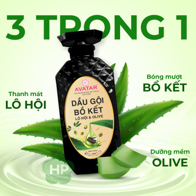 Dầu Gội Và Dầu Xả Phục Hồi Tóc Suôn Mượt Avatar Bồ Kết Lô Hội Và Olive 600mL