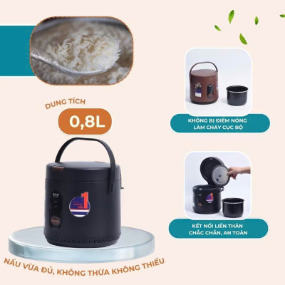 Nồi Cơm Điện Mini 0,8L Bennix Thailand BN-MRC08. hàng chính hãng Bảo hành 12 tháng