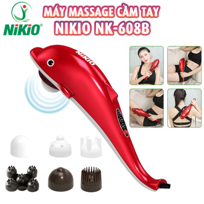Máy mát xa cầm tay cá heo Nikio NK-608B - Điện tử, 6 đầu massage