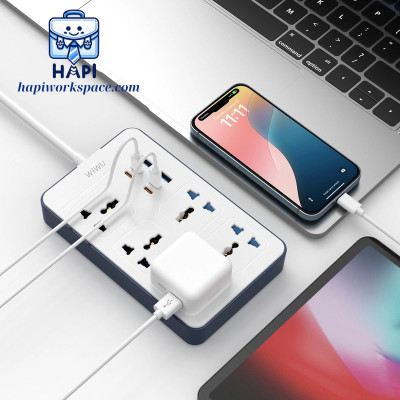 Ổ điện hàng chính hãng WiWU Power Strip PS524 20W GaN 11-in-1 Wi-S006, đa chức năng