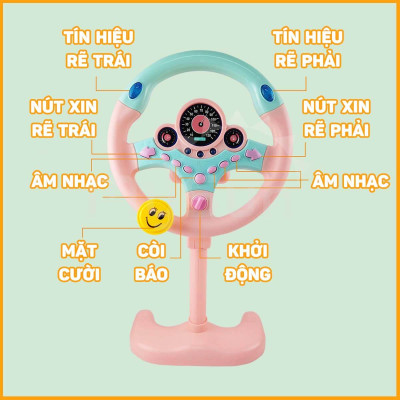 Vô lăng đồ chơi cho bé gắn xe ô tô bô lăng oto trẻ em  cao cấp có đèn nhạc tặng PIN MySun