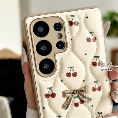 Ốp Lưng TPU Chỉ Nổi Họa Tiết Quả Cherry Cho Samsung S25 Ultra / S25 PLus / S24 PLus / S24 Ultra / S23 Ultra