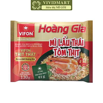 VIFON - Mì Hoàng Gia hương vị Lẩu Thái Tôm Thịt (có gói thịt bằm thật), Mì Lẩu Thái tôm Vifon (130g/gói)