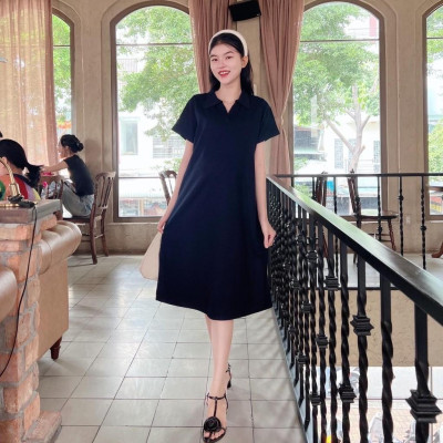 Đầm bầu Polo thun tăm dáng dài trẻ trung, năng động