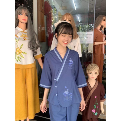 Đồ Lam Đi Chùa # Tim Viền