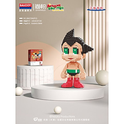 Bộ xếp hình BALODY 18417 Astro Boy - Mô hình nhân vật hoạt hình Nhật Bản - KT 10x10x12.5cm
