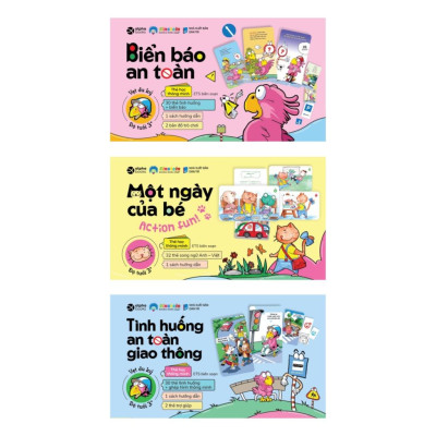 Combo Thẻ học thông minh: Biển báo an toàn + Một ngày của bé + Tình huống an toàn giao thông - Bản Quyền