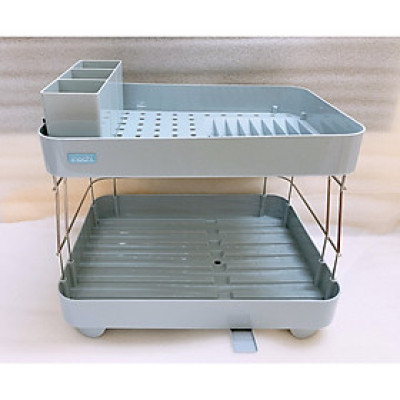 Kệ Để Chén Bát Nhựa Inox 2 Tầng Inochi Có Khay Thoát Nước Thông Minh Dùng Để Làm Giá Úp Bát Đĩa Chén Đũa Trên Chậu Rửa ( Giao màu ngẫu nhiên ) - ANTH250