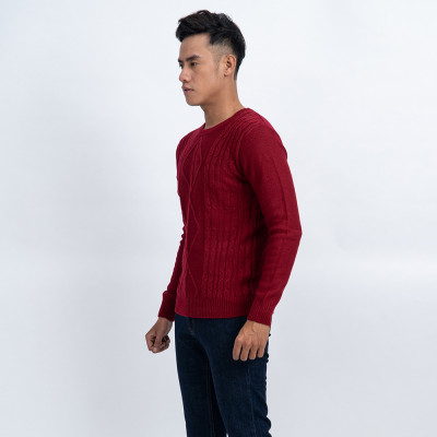 Áo len nam dài tay cổ tròn màu đổ đô NOVELTY 180584T