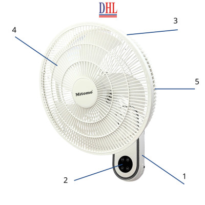 Quạt treo tường FTT-60AEC-D39W có remote, công suất 60W, hẹn giờ thông minh lên đến 12 tiếng - hàng chính hãng Bảo hành 2 năm