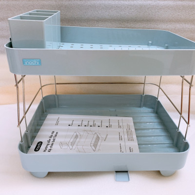 Kệ Để Chén Bát Nhựa Inox 2 Tầng Inochi Có Khay Thoát Nước Thông Minh Dùng Để Làm Giá Úp Bát Đĩa Chén Đũa Trên Chậu Rửa ( Giao màu ngẫu nhiên ) - ANTH250