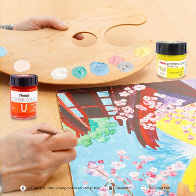 Màu bột Pentel WPU2-12 màu vẽ bền lâu phai không độc hại vẽ được trên mọi chất liệu